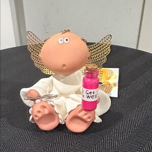 Russ Angel Cheeks Figurine with Pink Get Well Bottle